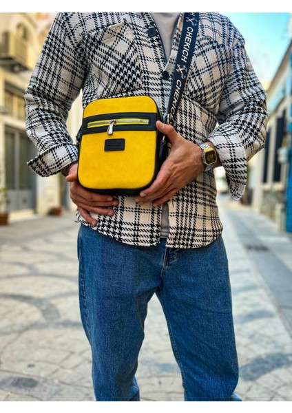 CH102 - Stealht Kare Erkek Çanta Sıyah - Sarı