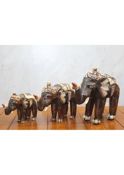 Ahşap 3'lü Fil Seti