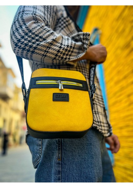 CH102 - Stealht Kare Erkek Çanta Sıyah - Sarı fırsatları