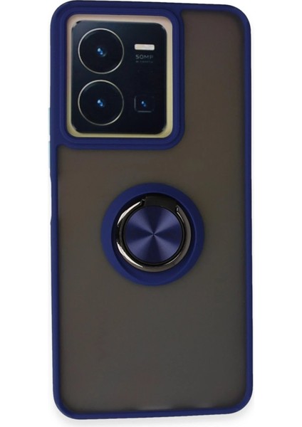 Vivo Y36 Kılıf Montreal Yüzüklü Silikon Kapak - Lacivert - MRS6945-7458