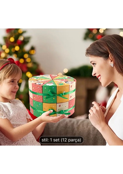 12'li Paket Noel Yılbaşı Hediye Kutuları