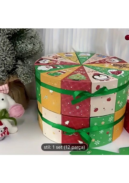 12'li Paket Noel Yılbaşı Hediye Kutuları