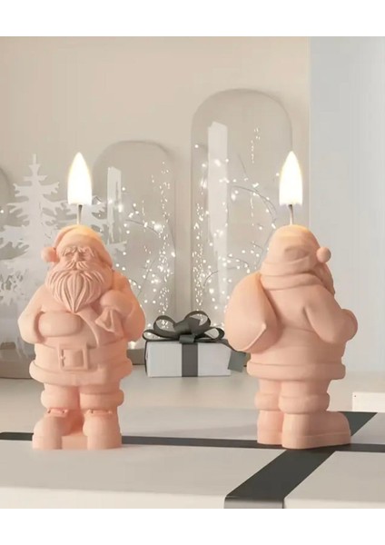 Noel Baba Figürlü Doğal Soya Mum