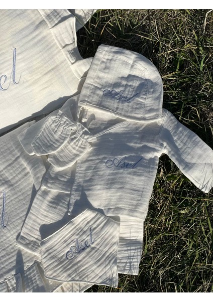 Isime Özel Nakışlı Dört Kat Müslin 9'lu Hastane Çıkış Seti fırsatları