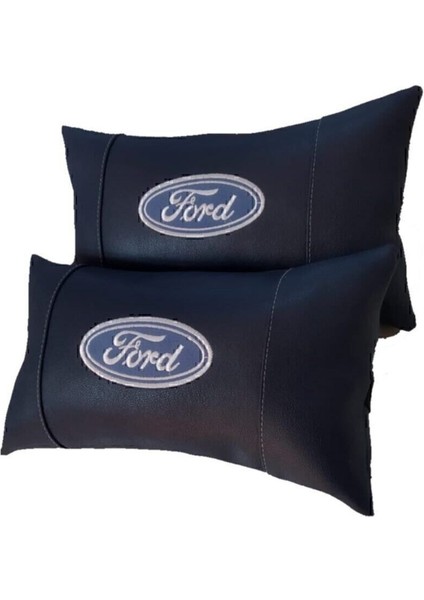 Ford 2'li Set Lacivert Deri Oto Koltuk Boyun Yastığı Araba Araç Seyahat Koltuk Yastık Suni Deri modelleri