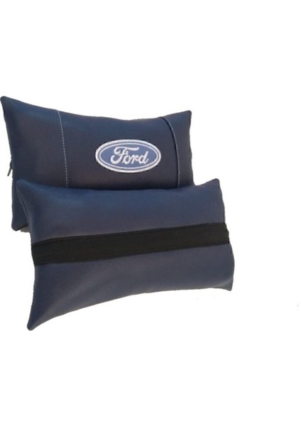 Ford 2'li Set Lacivert Deri Oto Koltuk Boyun Yastığı Araba Araç Seyahat Koltuk Yastık Suni Deri fırsatları