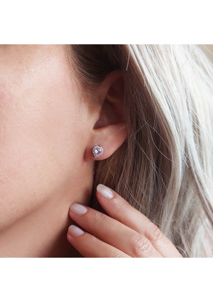 925 Ayar Gümüş Pembe Taşlı Kalp Küpe fiyatları