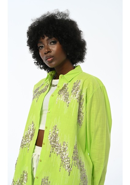 Kadın Payetli Oversıze Kesim Gömlek fiyatları