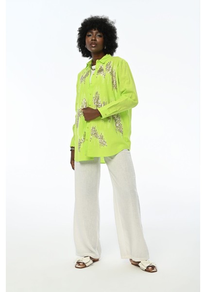 Kadın Payetli Oversıze Kesim Gömlek fırsatları