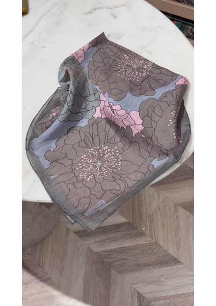 Ipekevi Desenli Tensel Eşarp Füme Pudra