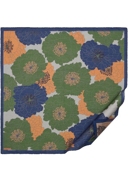 Ipekevi Desenli Tensel Eşarp Kot Mavisi Yeşil