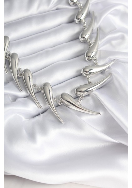 Vıp Seri Özel Model Gümüş Renk Kadın Kolye - Lisinya