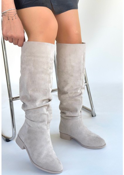 Winda Bej Süet Körüklü Çizme - Lisinya fiyatları