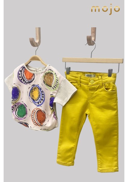 Mojo Kız Çocuk Ultra Esnek Renkli Denim Pantolon 2348 Sarı