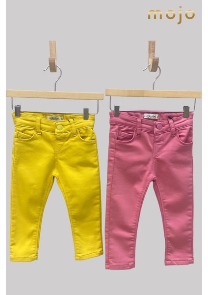 Mojo Kız Çocuk Ultra Esnek Renkli Denim Pantolon 2348 Sarı