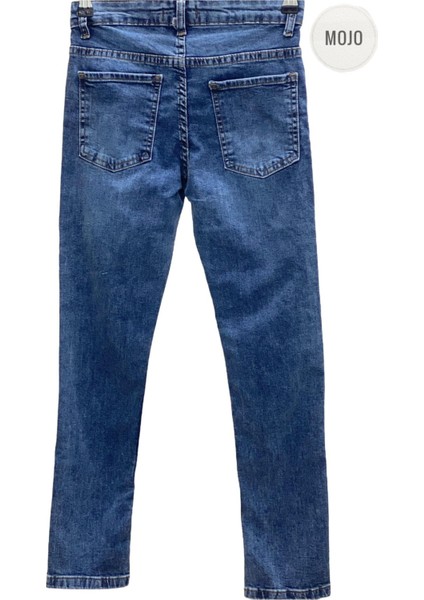 Mojo Unisex Çocuk Boru Paça Likralı Kot Pantolon 2276 Kot Mavi