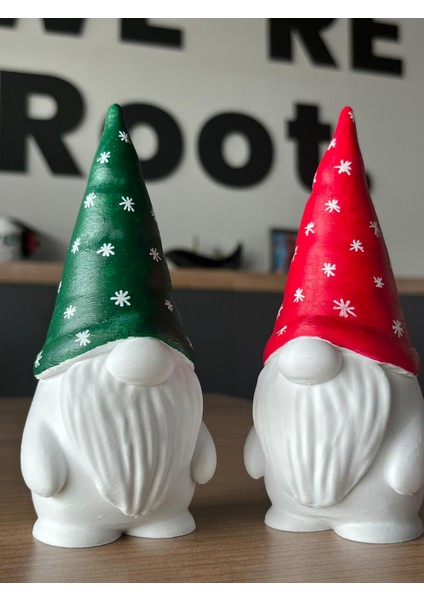 Noel Cüceleri 2'li Set Gnome Yer Cücesi Sevimli Yıl Başı Süsleri Dekoratif Obje El Boyaması 15CM