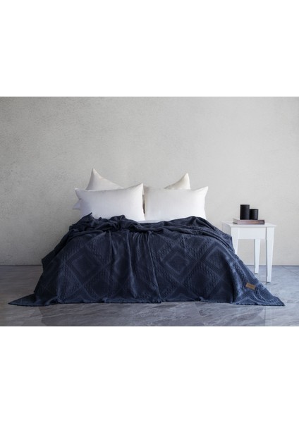 Carro Waffle Yatak Örtüsü - Lacivert