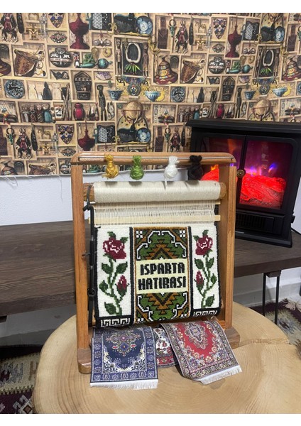 Isparta Hatırası Mini Halı Dokuma Seti-El Yapımı Dekoratif Tezgah modelleri