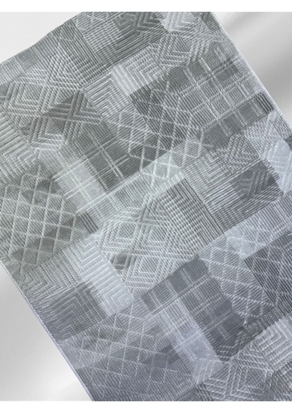 Jayla Desen Gri Renk Kesme Kaymaz Taban Halı Yolluk