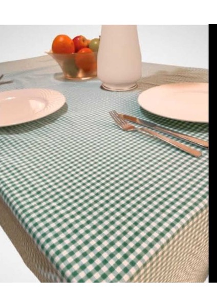Yeşil Ekoseli Sofra Bezi – 160X160 cm | Doğal ve Canlı Masa Düzeni