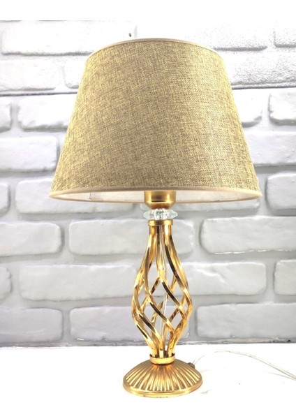 Gold Kaplama Burgulu Kristal Taşlı Metal Ayaklı Konik Beyaz Siyah Kahve Kumaş Şapkalı Abajur fiyatları