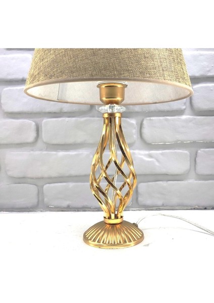 Gold Kaplama Burgulu Kristal Taşlı Metal Ayaklı Konik Beyaz Siyah Kahve Kumaş Şapkalı Abajur modelleri