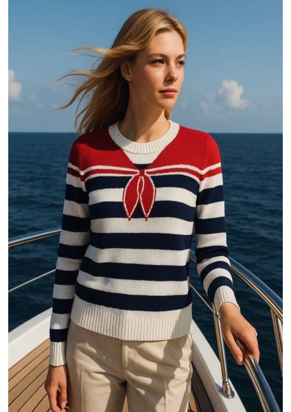Kadın Denizci Çizgili Triko Kazak|Lacivert&Beyaz Çizgili–Standart(40 Bedene Kadar Uyumlu) fiyatları