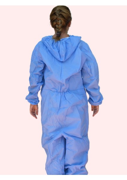Mavi Kapüşonlu Tek Kullanımlık Iş Tulumu – Toz ve Partikül Koruyucu – 10'lu Paket fırsatları