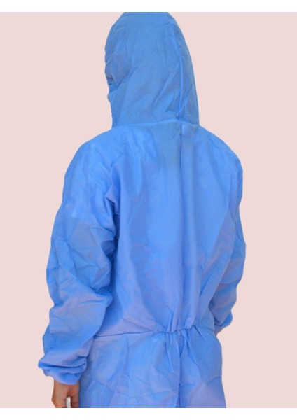 Mavi Kapüşonlu Tek Kullanımlık Iş Tulumu – Toz ve Partikül Koruyucu – 10'lu Paket indirimleri