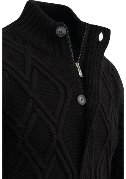 Erkek Kalın Örgü Triko Hırka Düğmeli ve Fermuarlı Cepli Klasik Kalıp - 5248M modelleri