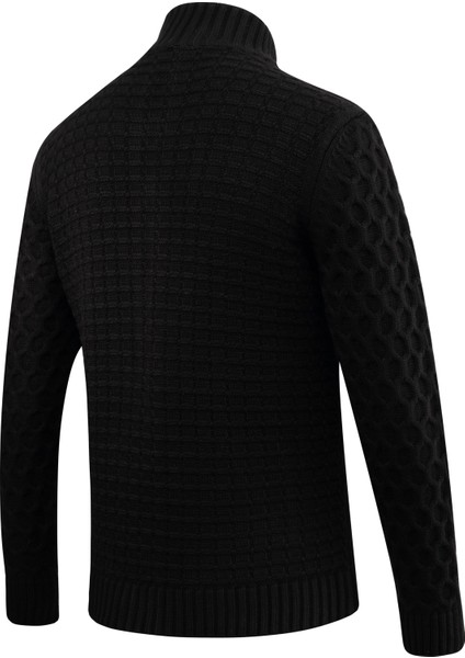 Erkek Kalın Örgü Triko Hırka Düğmeli ve Fermuarlı Cepli Klasik Kalıp - 5248M fırsatları