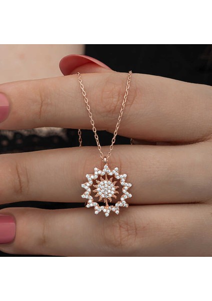 Gümüş Rose Güneş Kadın Kolye