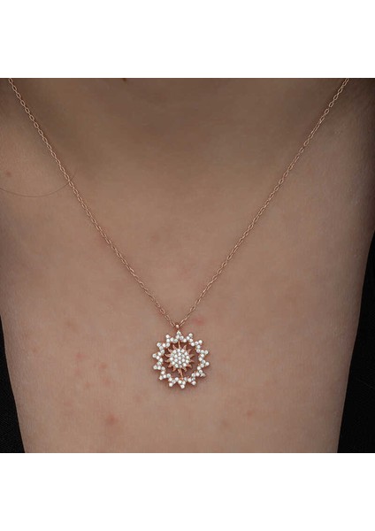 Gümüş Rose Güneş Kadın Kolye