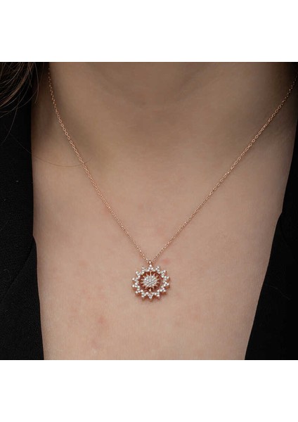 Gümüş Rose Güneş Kadın Kolye