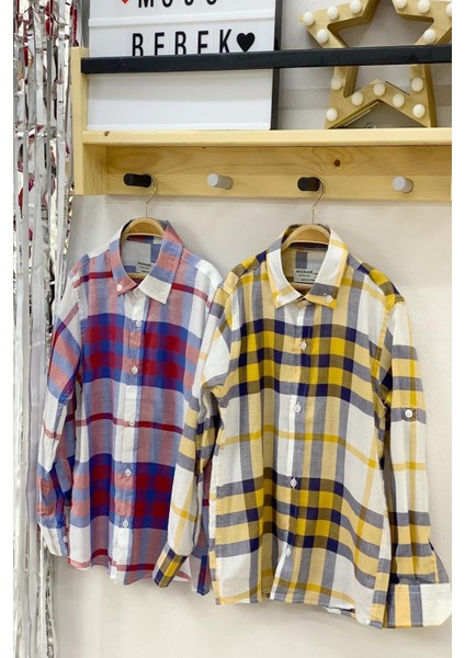 Erkek Çocuk Desenli Katlamalı Kol Gömlek 4016 Kırmızı fırsatları