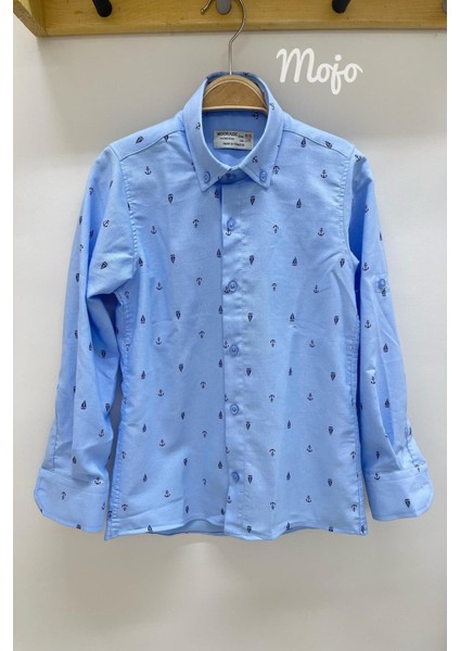 Erkek Çocuk 5-14 Yaş Çapa ve Gemi Desenli Gömek 4019 Mavi indirimleri