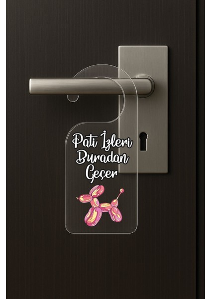 Baskılı Otel Oda Ev Daire Yatak Çocuk Odası Için Desenli Kapı Kolu Askısı Pati Izleri