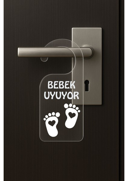 Baskılı Otel Oda Ev Daire Yatak Çocuk Odası Için Desenli Kapı Kolu Askısı Bebek Uyuyor