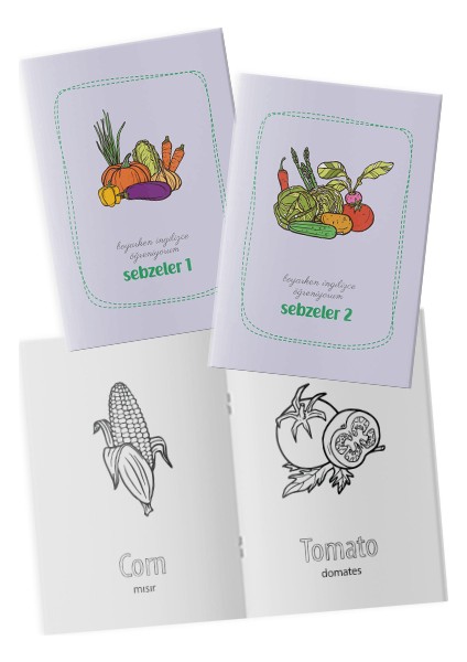 Boyarken Ingilizce Öğreniyorum – Sebzeler Boyama Kitabı 2'li Set