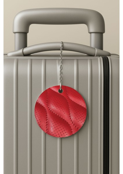 Pleksi Zincirli Bavul Etiketi Seyahat Tatil Için Tasarım Valiz Etiketi Kırmızı El Yapımı