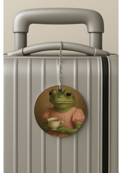 Pleksi Zincirli Bavul Etiketi Seyahat Tatil Için Tasarım Valiz Etiketi Asil Dişi Kurbağa