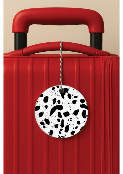 Desenli Baskılı Pleksi Zincir Aparatlı Bavul Etiketi Valiz Etiketi Dalmatian