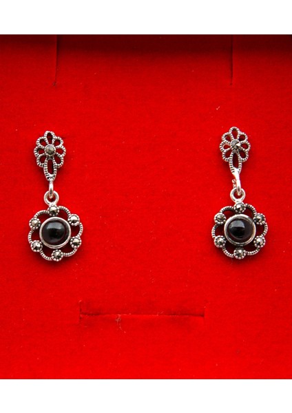 925 Ayar Gümüş Oltu Taşı Kadın Küpe SKÜ00043 fiyatları