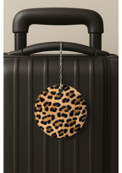 Leopar Desenli Uv Baskılı Pleksi Bavul Etiketi Seyahat Tatil Valiz Etiketi