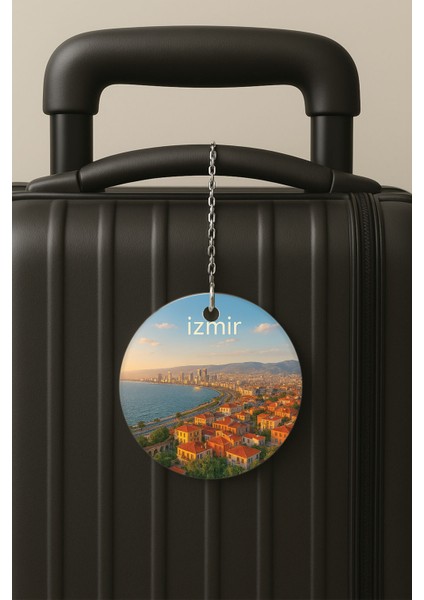 Izmir Desenli Uv Baskılı Pleksi Bavul Etiketi Seyahat Tatil Valiz Etiketi