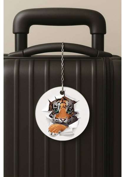 Yavru Aslan Desenli Uv Baskılı Pleksi Bavul Etiketi Seyahat Tatil Valiz Etiketi