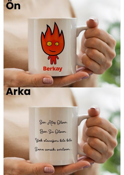 Ateş ve Su Yılbaşı Hediyesi Kişiye Özel Çift Kupa Bardak fiyatları