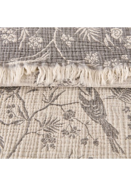 Soft Birds Tek Kişilik Yatak Örtüsü - Antrasit - 180X240 cm