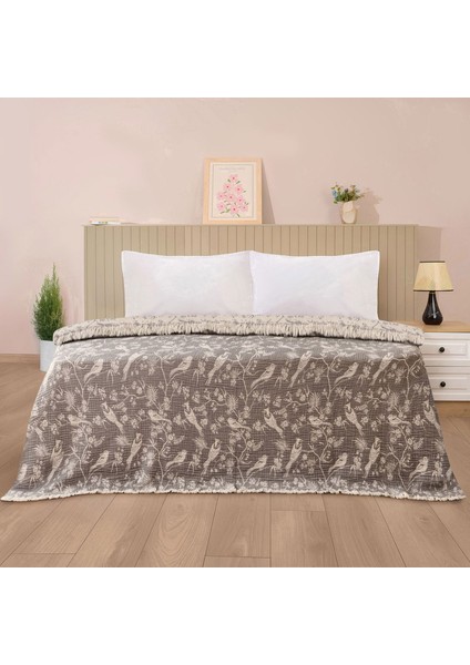 Soft Birds Tek Kişilik Yatak Örtüsü - Antrasit - 180X240 cm modelleri